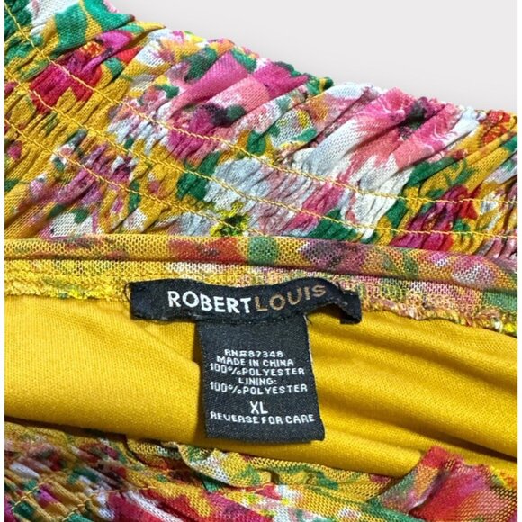 Robert Louis Womens XL Floral Maxi Dress Flowy Smocked Bell Sleeve Feminine - Picture 8 of 9